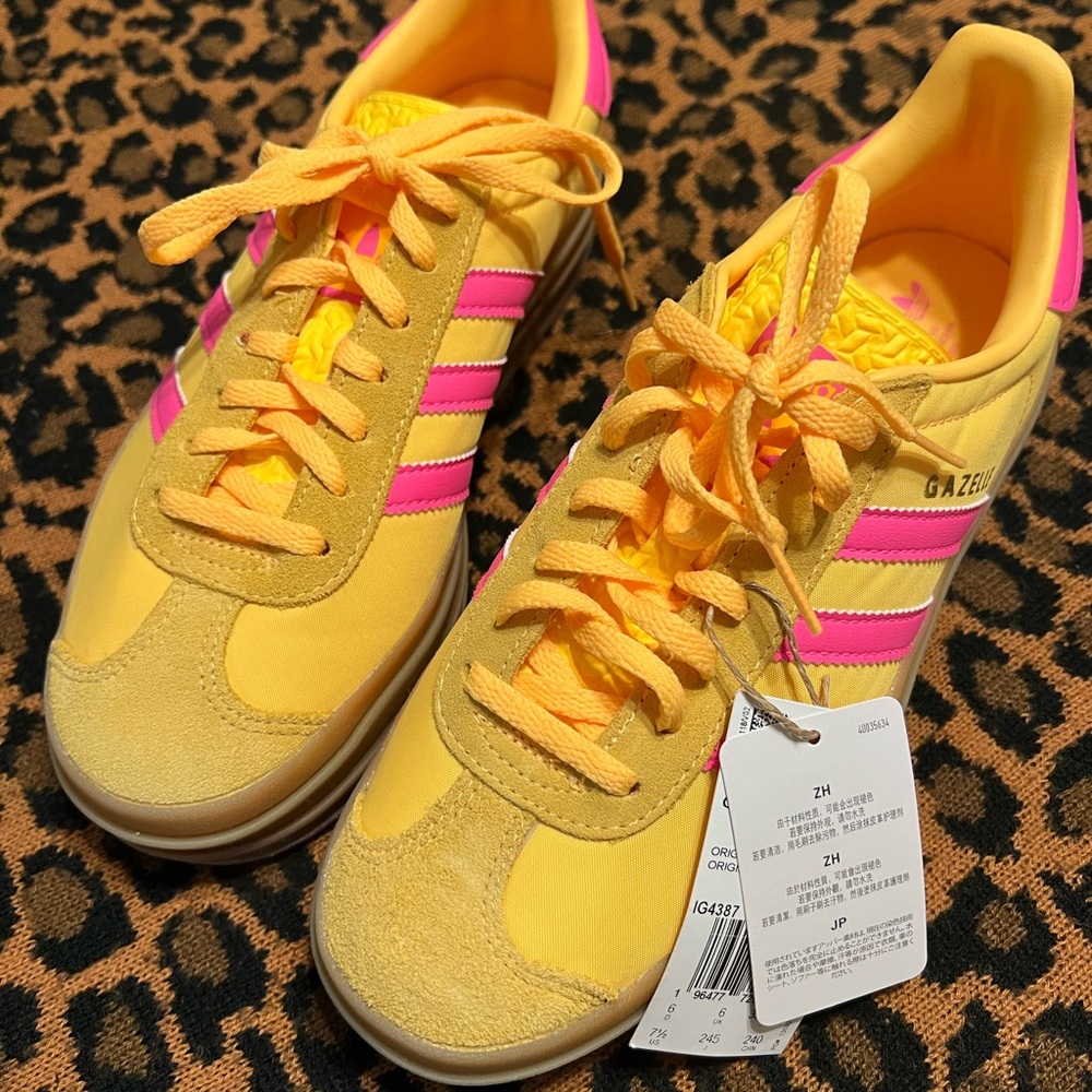 Adidas Women's Gazelle Yellow Pink Sneakers